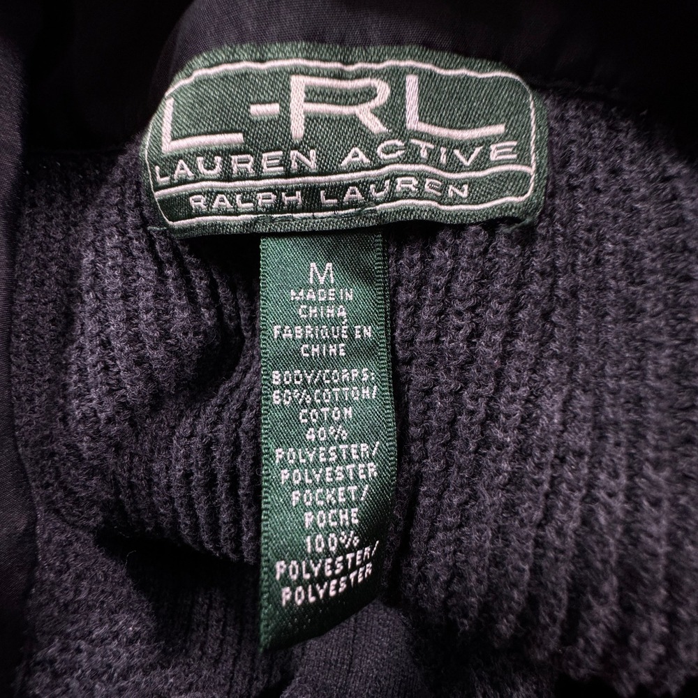 Lauren Ralph Lauren Women Sweater Quarter Zip Charcoal Gray M Waffle Knit Cargo‎ - Picture 2 of 6